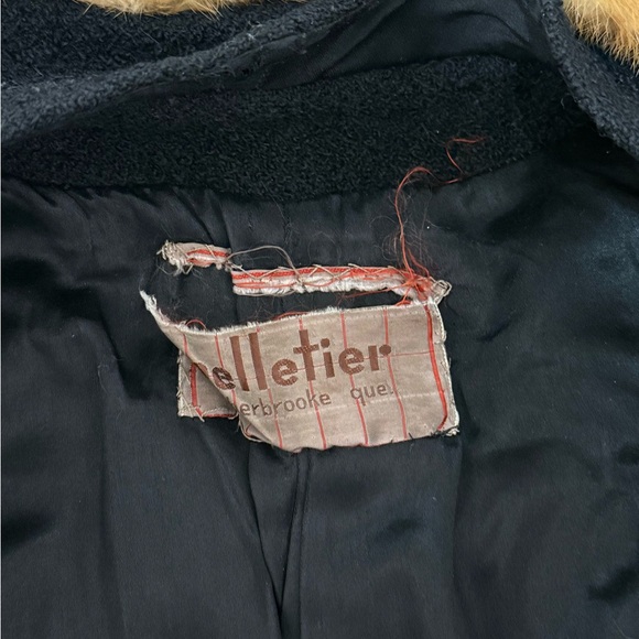 Vintage 1930s Elegant Art Deco Black Bouclé Wool Coat with Fur Collar - Picture 11 of 12